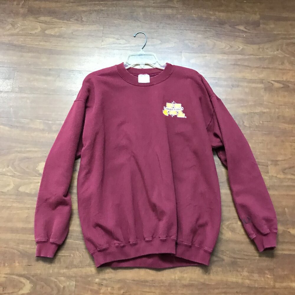 Men's Size L Gildan Minnesota Red Cotton Golden Gophers Pull Over Sweater